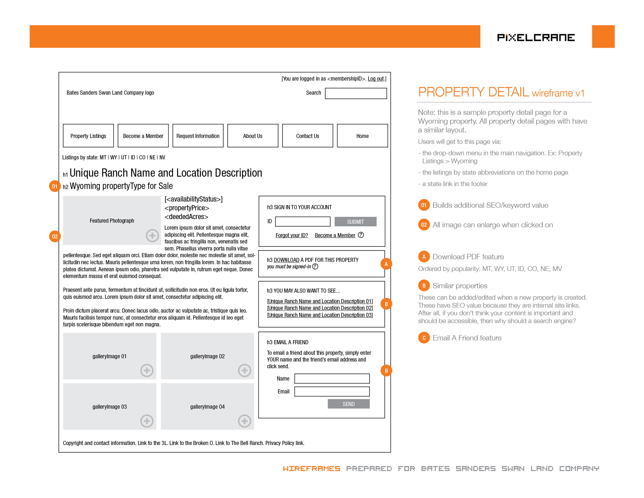 Property detail wireframe.