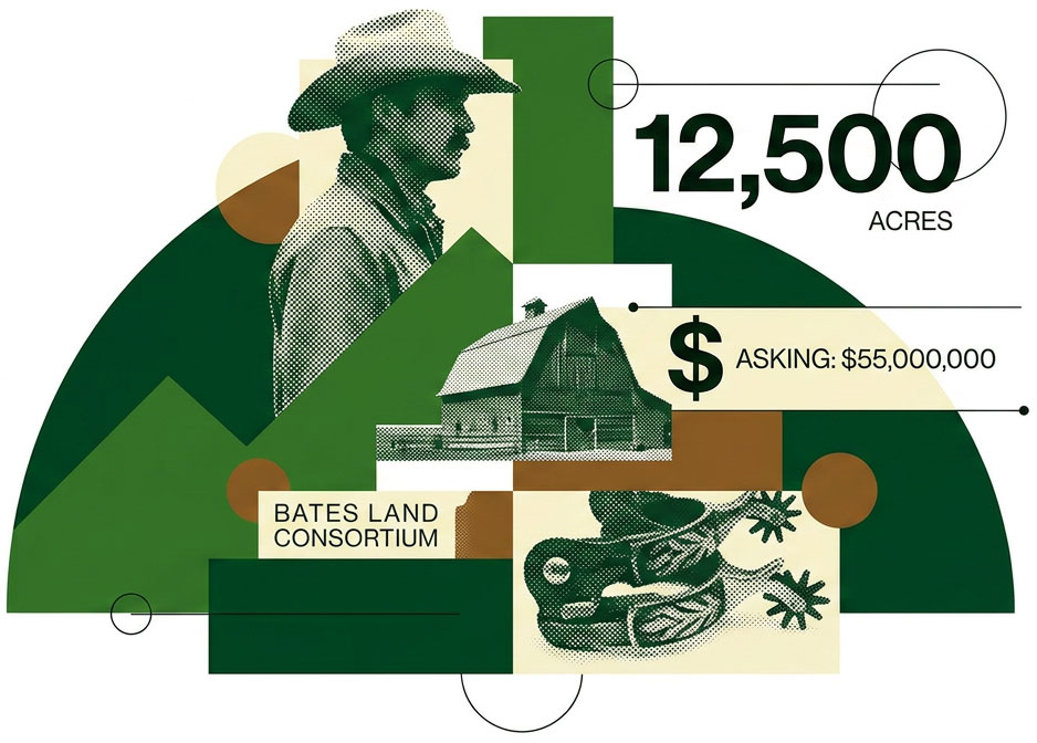 Bates Land Consortium brand collage — constructivist-inspired identity system