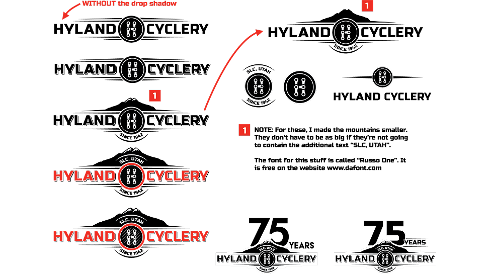 Hyland Cyclery logo concept refinement