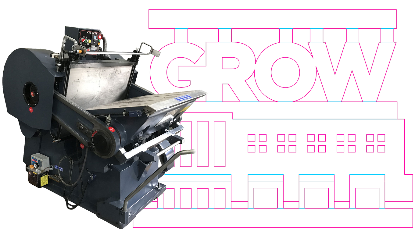 GROW die-cut mailer on the press