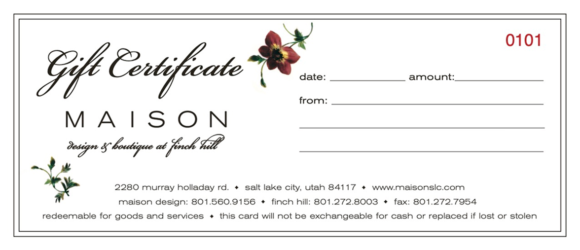 Maison gift certificate