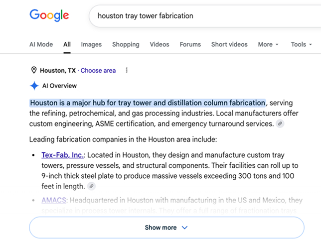 Search result: Houston tray tower fabrication