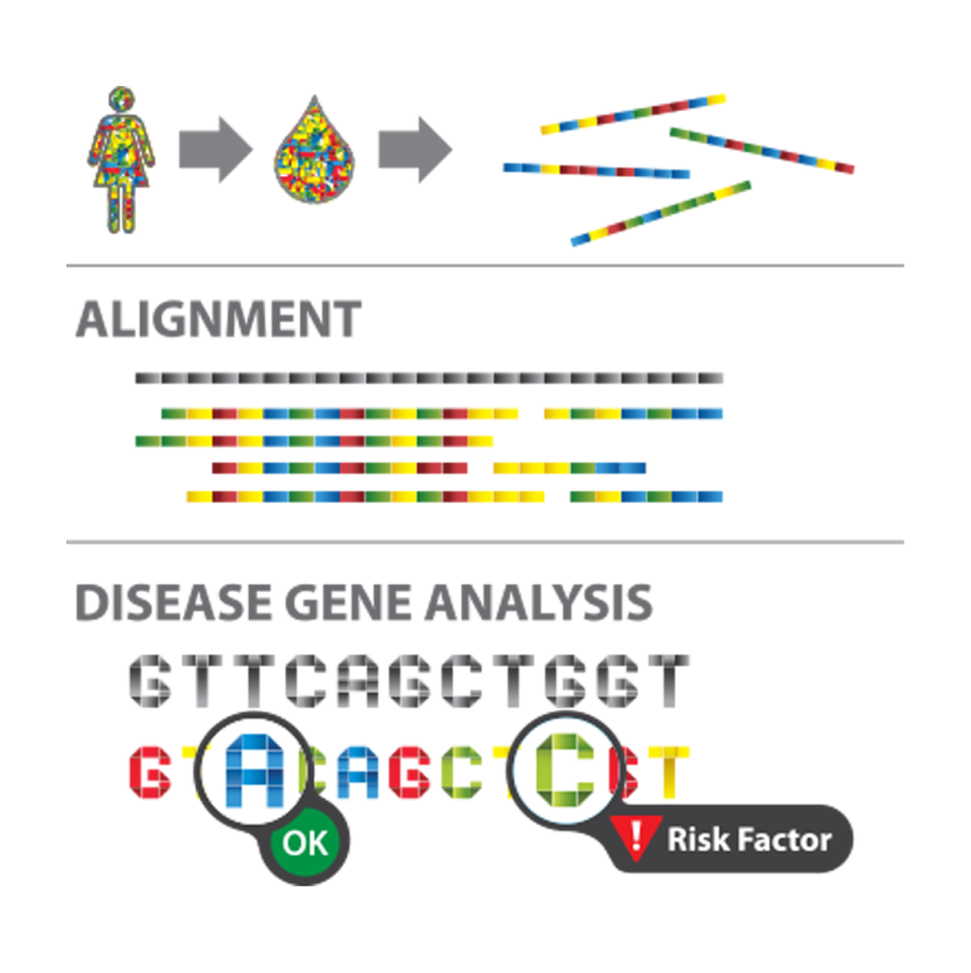 Sequence alignment and disease-gene analysis diagram