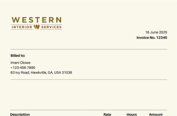 Western Interior invoice