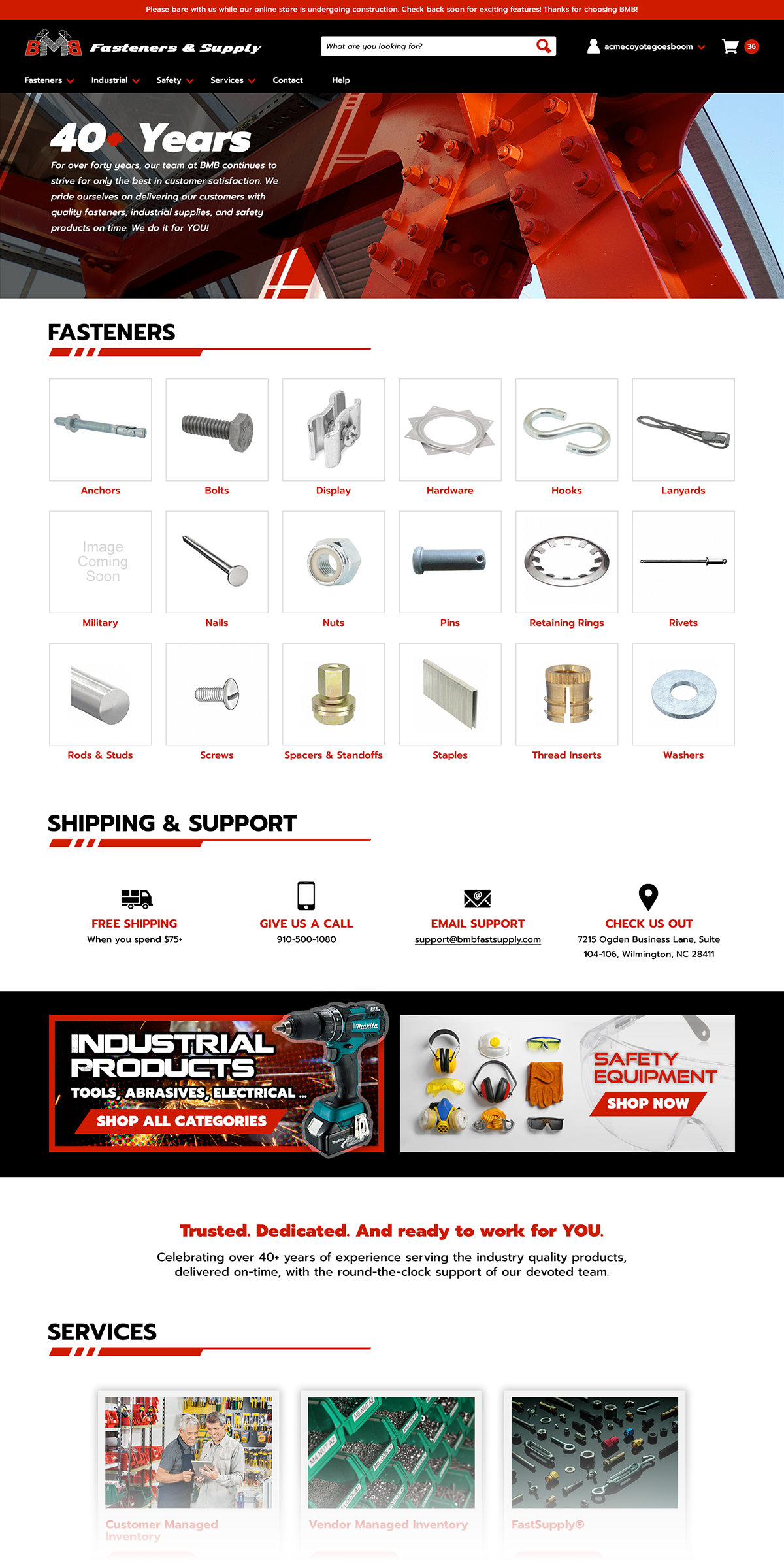 BMB Fasteners website homepage designed by Pixelcrane